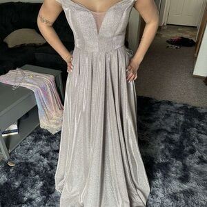 Elegant Silver Evening Gown